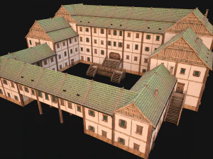 Set of Medieval City High-Rise Buildings 3D Model