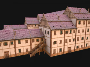 Set of Medieval City High-Rise Buildings 3D Model