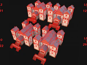 Set of Medieval City High-Rise Buildings 3D Model