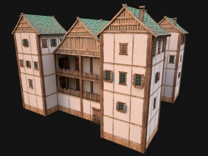 Set of Medieval City High-Rise Buildings 3D Model