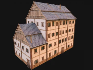 Set of Medieval City High-Rise Buildings 3D Model