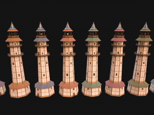 Medieval Lighthouse Tower with Interior Modello 3D