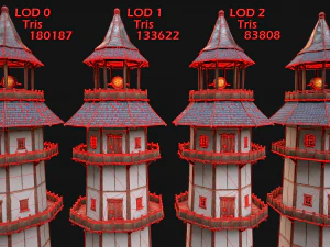Medieval Lighthouse Tower with Interior 3D Model