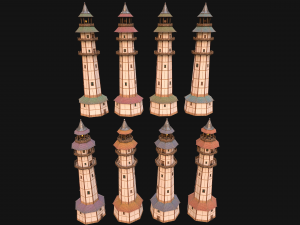 Medieval Lighthouse Tower with Interior Modello 3D