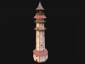 Medieval Lighthouse Tower with Interior Modello 3D