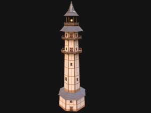 Medieval Lighthouse Tower with Interior Modello 3D