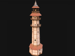 Medieval Lighthouse Tower with Interior Modello 3D