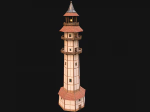 Medieval Lighthouse Tower with Interior 3D Model