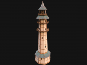 Medieval Lighthouse Tower with Interior Modello 3D