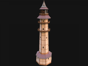 Medieval Lighthouse Tower with Interior Modello 3D