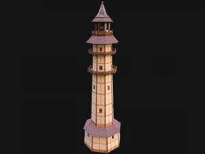 Medieval Lighthouse Tower with Interior 3D Model