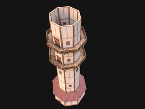 Medieval Lighthouse Tower with Interior 3D Model