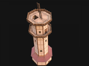 Medieval Lighthouse Tower with Interior Modello 3D