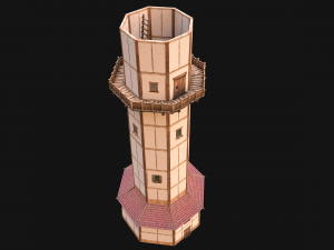 Medieval Lighthouse Tower with Interior Modello 3D