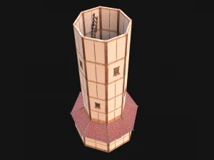 Medieval Lighthouse Tower with Interior 3D Model