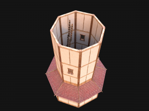 Medieval Lighthouse Tower with Interior Modello 3D