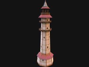 Medieval Lighthouse Tower with Interior Modello 3D