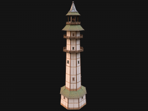 Medieval Lighthouse Tower with Interior Modello 3D