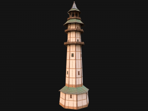 Medieval Lighthouse Tower with Interior Modello 3D