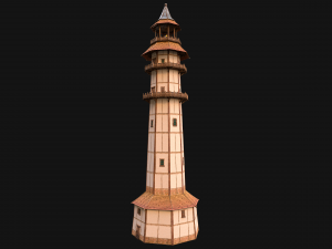 Medieval Lighthouse Tower with Interior Modello 3D