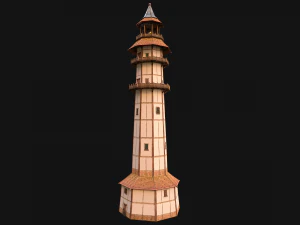 Medieval Lighthouse Tower with Interior 3D Model