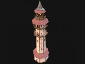 Medieval Lighthouse Tower with Interior 3D Model