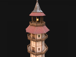 Medieval Lighthouse Tower with Interior Modello 3D
