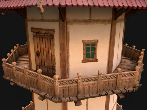 Medieval Lighthouse Tower with Interior 3D Model