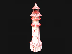 Medieval Lighthouse Tower with Interior 3D Model