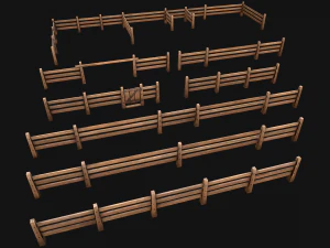 フェンスファーム木製建設業者 3Dモデル