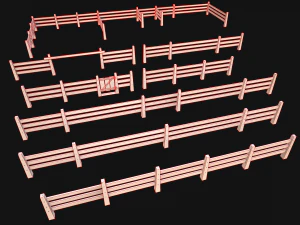 Fence Farm Wooden Constructor 3D Model