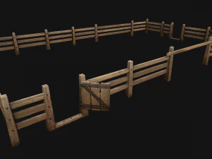Fence Farm Wooden Constructor 3D Model