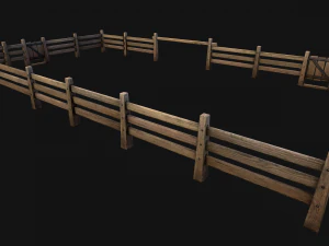 Fence Farm Wooden Constructor 3D Model