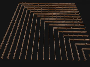 Fence Farm Wooden Constructor 3D Model