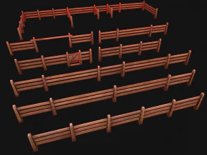 Fence Farm Wooden Constructor 3D Model