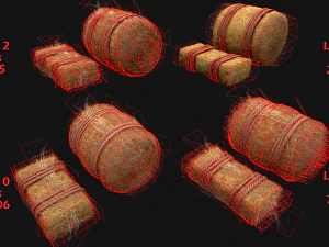 Hay Bale Square and Round 3D Model