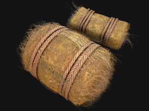 Hay Bale Square and Round 3D Model