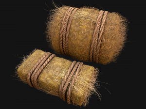 Hay Bale Square and Round 3D Model