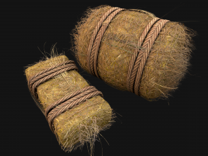 Hay Bale Square and Round 3D Model