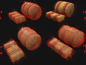 Hay Bale Square and Round 3D Model