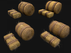 Hay Bale Square and Round 3D Model