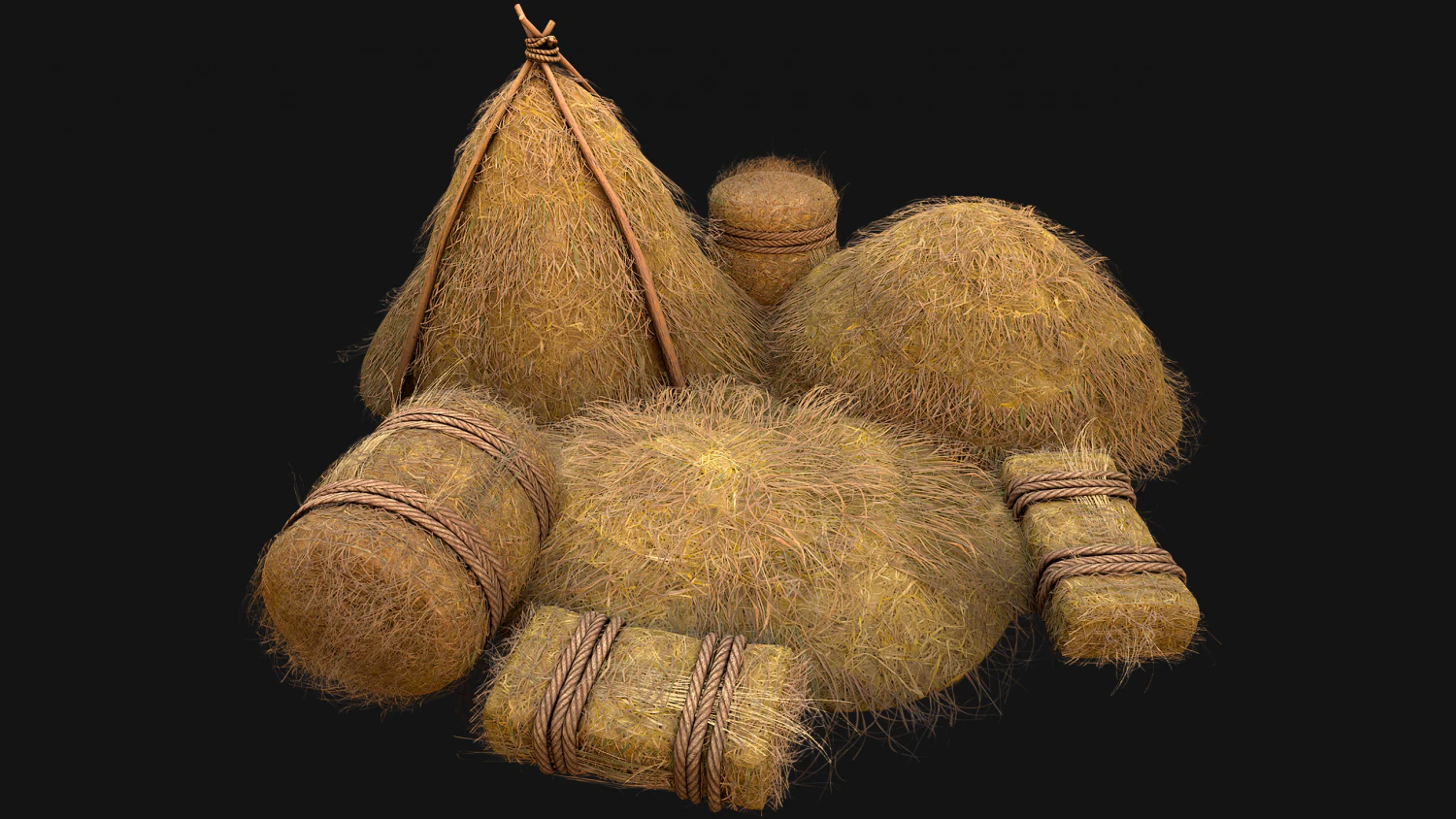 Hay Haystack Bale Farm Pack 3D Model .c4d .max .obj .3ds .fbx .stl .blend