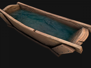 Medieval Trough with Water and Feed for Livestock 3D Модель