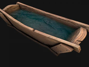 Medieval Trough with Water and Feed for Livestock 3D Model