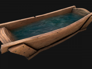 Medieval Trough with Water and Feed for Livestock 3D Модель