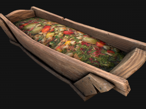 Medieval Trough with Water and Feed for Livestock 3D Модель