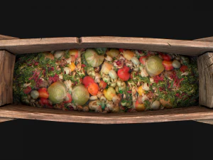 Medieval Trough with Water and Feed for Livestock 3D Model