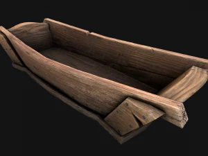 Medieval Trough with Water and Feed for Livestock 3D Model