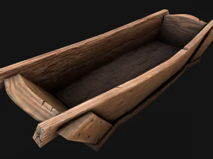 Medieval Trough with Water and Feed for Livestock 3D Model