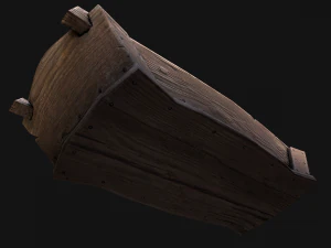 Medieval Trough with Water and Feed for Livestock 3D Model